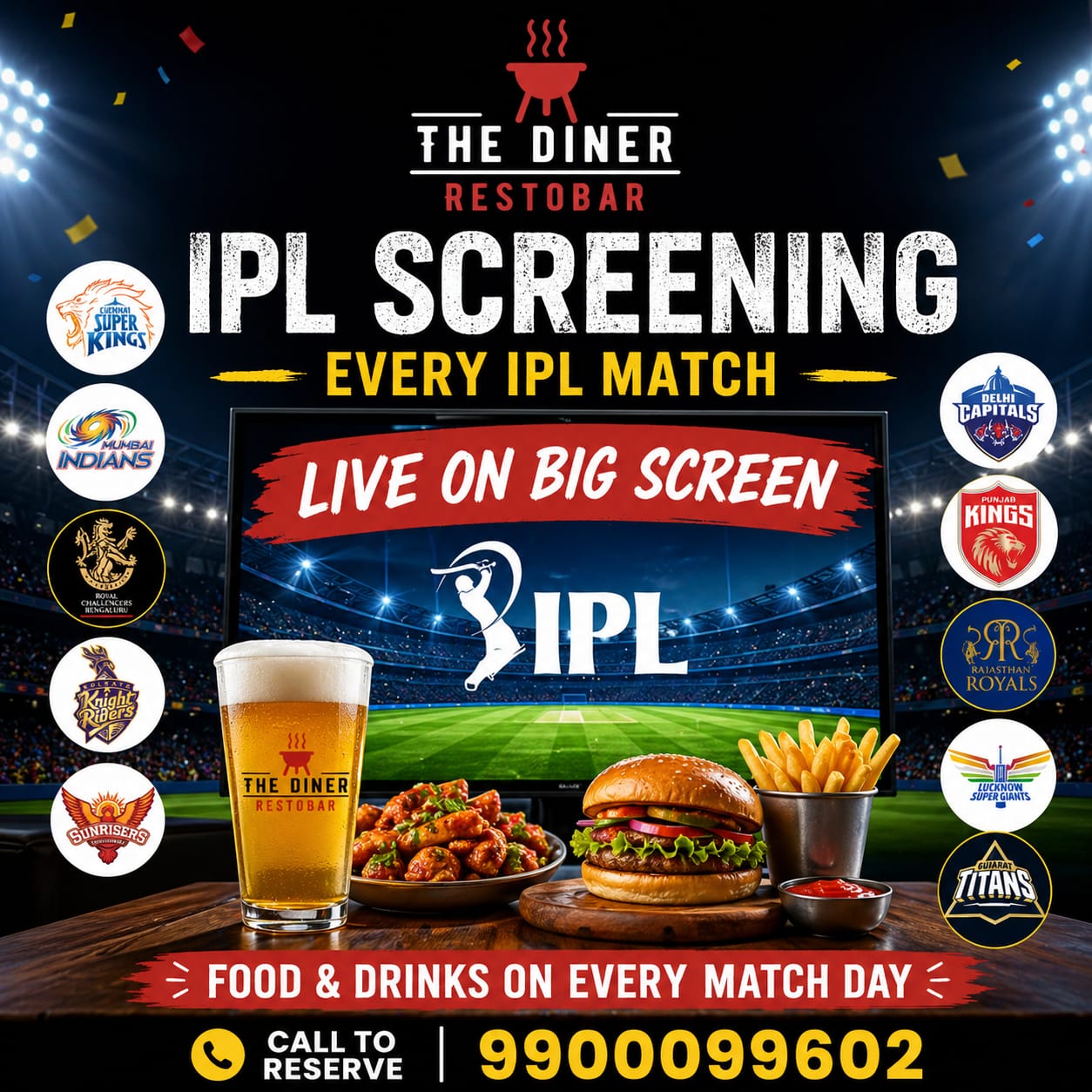 IPL Screening at The Diner Restobar